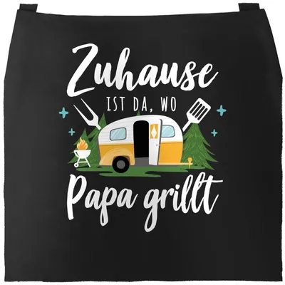 Produktbild von Grillschürze mit Spruch Zuhause ist da wo Papa grillt Geschenk Vatertag Camping Wohnwagen SpecialMe® schwarz unisize