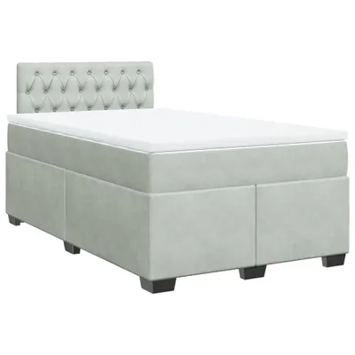 Produktbild von Boxspringbett mit Matratze Hellgrau 120x200 cm Samt