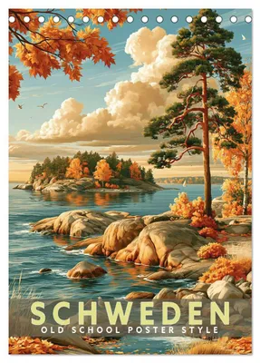 Produktbild von Schweden - Old School Poster Style (Tischkalender 2027 DIN A5 hoch), CALVENDO Monatskalender