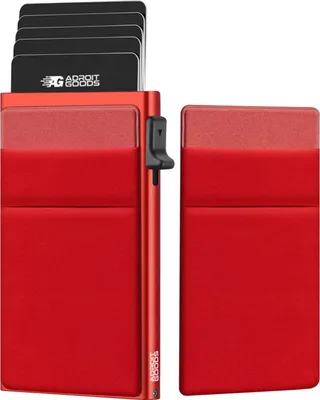 Zdjęcie produktu dla Etui na karty AdroitGoods czerwone - Etui na karty kredytowe - Etui na karty wysuwane - Etui na karty - Aluminium - Portfel - Etui na karty męskie - Etui na karty damskie