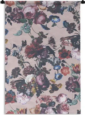 Produktbild von MuchoWow® Wandteppich Wandbehang Blumen - Collage - Farbe 120x180 cm Tapisserie Dekoration Wandtuch - Schlafzimmer - Dekorationen für das Haus