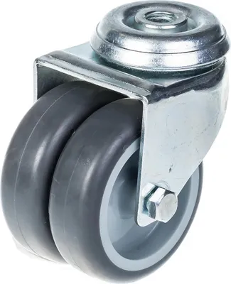 Image de 75mm 3" twin wheel castor grey rubber swivel 100kg capacity
