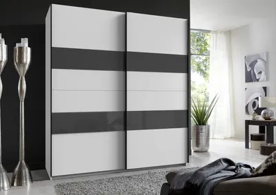 Produktbild von Kleiderschrank "Altona1" aus Spanplatte in Weiß mit 2 Türen und 4 Einlegeböden. Abmessungen (B/H/T) 180x198x64 cm