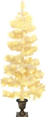 Produktbild von vidaXL Spiral-Weihnachtsbaum mit Beleuchtung und Topf Weiß 120 cm