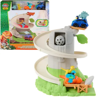 Produktbild von Paw Patrol und Dinosaurier – Rettungsset mit Fahrzeugen und Figuren: „Jungle Rockslide Rescue“
