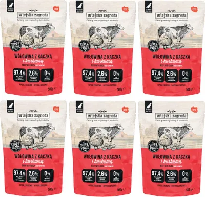 Immagine prodotto di Wiejska Zagroda cibo umido per cani Manzo con anatra 6x500g