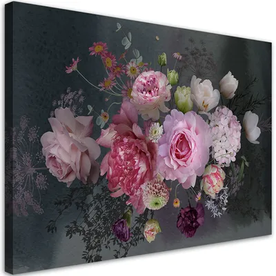 Produktbild von Leinwandbild Vintage-Blumenstrauß 60x40 Feeby Rosa bild für die wand bereit zum aufhängen
