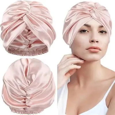 Image de Masque de nuit en satin de soie à double couche, avec motif croisé, multicolore, taille unique pour femmes (beige)