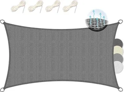 Produktbild von Famanu Schattensegel 2x4 m - Atmungsaktives HDPE Sonnenschutz mit UV-Schutz für Terrasse und Garten