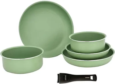 Imagen del producto de Juego de ollas, juego de ollas y sartenes, juego de cocina antiadherente de 6 piezas, ollas y sartenes con mango desmontable, juego de ollas para todo tipo de cocinas, diseño I