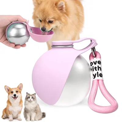 Hundetrinkflasche 285 ml, Edelstahl, faltbare Silikonschale