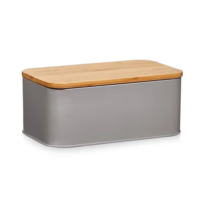 Image de Boîte à pain en métal avec planche à découper en bambou, 2-en-1, ZELLER