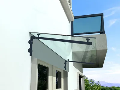 Immagine prodotto di Vetreria Westfalen - (L) 170 x 90 cm trasparente, tettoia + supporto RAL 7016