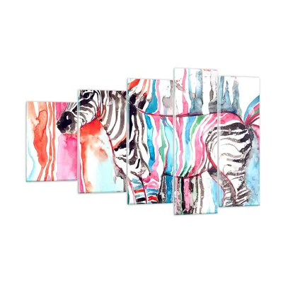 Produktbild von Bilder auf glas - Zebra Tiere Natur bunte - 100x60cm - Glasbilder - Wandbilder - Kunstdruck - zum Aufhängen bereit - Wanddekoration aus Glas - Glas Bilder - Wandbild auf Glas - GEG100x60-3075