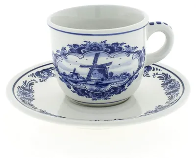 Heinen Delfts Blauw – Tasse mit Untertasse Mühle – Bild 1