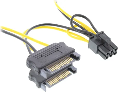 Produktbild von InLine® Stromadapter intern, 2x SATA zu 6pol. für PCIe (PCI-Express) Grafikkarten, 0,15m