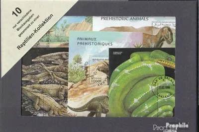 Produktbild von Briefmarken Motive 10 verschiedene Reptilien Blöcke