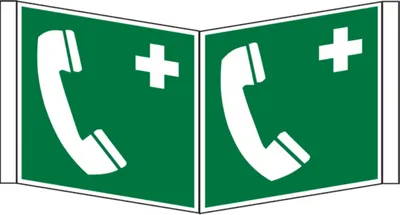 Produktbild von Dreifke® Rettungszeichen, Notruftelefon E004 Winkel-/Nasenschild | PVC | 200x...