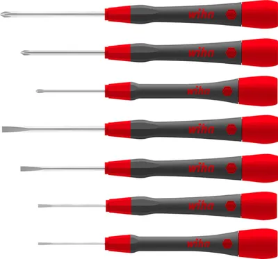 Produktbild von Wiha Feinschraubendreher Set PicoFinish Schlitz, Phillips 7-tlg., Präzision im Kopf, Reparaturset für Modellbau und Hobby
