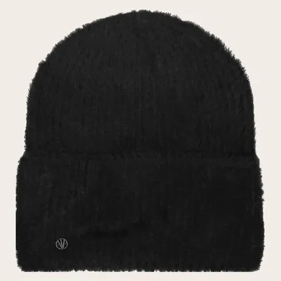 Loevenich weiche Beanie in Angora-Look in schwarz