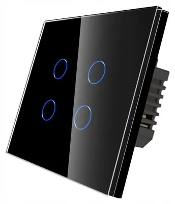 Produktbild von Touch WLAN Schalter Glas Schwarz 4-fach Tuya App