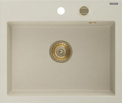 Immagine prodotto di Mexen Oscar lavello da cucina in granito 1 vasca 580 x 490 mm, beige, sifone dorato - 6519581000-69-G