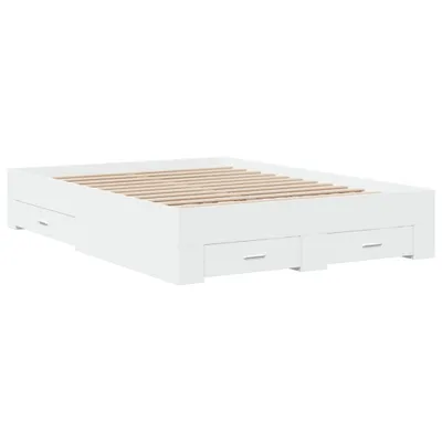 Image de Cadre de lit avec tiroirs sans matelas blanc 140x190 cm