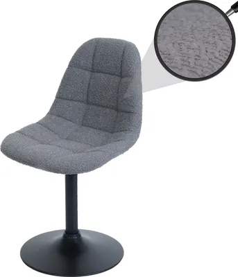 Produktbild von Esszimmerstuhl HWC-A60, Küchenstuhl Stuhl Drehstuhl, Stahl  Stoff/Textil Bouclé (450g/m²)  dunkelgrau