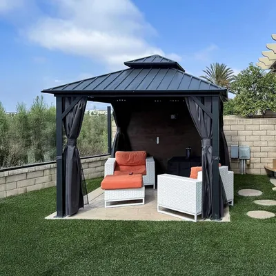 Produktbild von PURPLE LEAF Economy Hardtop Pavillon 3x3 m wasserdicht, winterfest und stabil, geeignet für den Garten, Grau