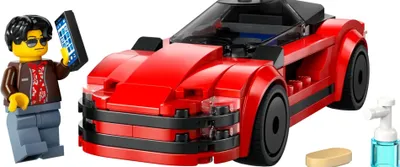 Immagine prodotto di LEGO City Red Sports Car - Auto da corsa per bambini e bambine dai 5 anni in su - Regalo di compleanno o di festa - Minifigure del pilota con cellulare e kit di pulizia 60448