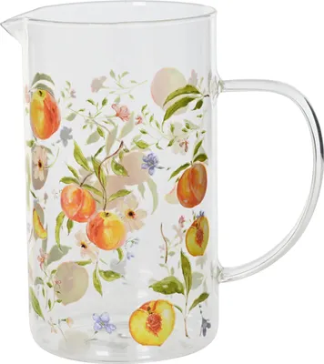 Produktbild von Kanne 17cm Glas mit Pfirsich Motiv Transparent / Gelb