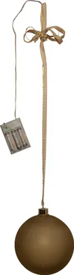 LED Christbaumkugel - Weihnachtskugel - Glas - 18 warmweiße LED - D: 15cm - Timer - Batterie - gold