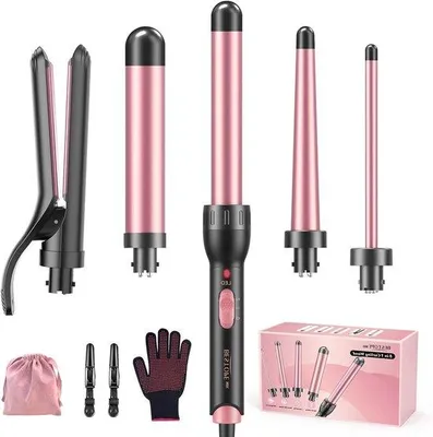 Productafbeelding van 5-in-1 Krultang Set - Haarstyler Krultang - Verschillende Looks Creëren - Keramische Technologie - 10-32 mm - Zwart