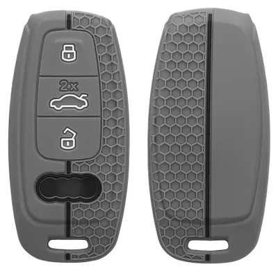 Produktbild von kwmobile Schlüsselhülle für Audi A6 A7 A8 Q7 Q8 3-Tasten Keyless Hülle - Autoschlüssel Schlüssel Hülle aus Silikon - Schlüsseletui in Grau Schwarz
