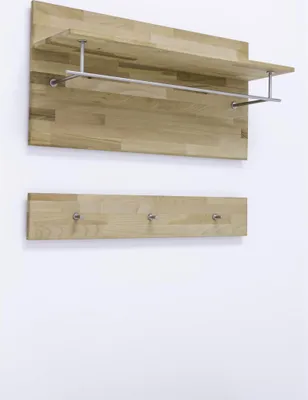 Produktbild von Garderobenpaneel Wandgarderobe Hängegarderobe Hakenleiste Flurmöbel  "Leduc I" Kernbuche