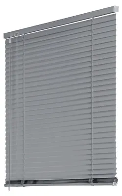 Produktbild von Aluminium-Jalousie zur Wand- und Deckenmontage (Silber, 60 x 220 cm) - Fensterrollo mit 25 mm breiten Aluminium-Lamellen