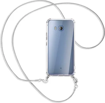 Produktbild von Handykette Backcover-Schutzhülle mit Band (Metall silberfarben) für HTC U11 - silberfarbene Kette Snake