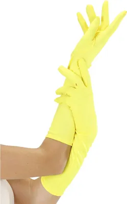 Produktbild von Damenhandschuhe lang Kostümaccessoire neongelb - Einheitsgröße