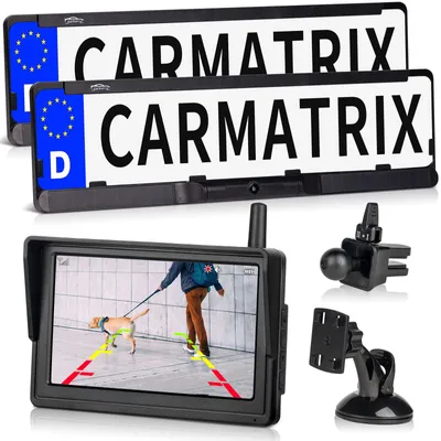 Produktbild von CARMATRIX DUO HD Solar Funk Rückfahrkamera mit 5" Monitor Rückfahrsystem für Front und Heck