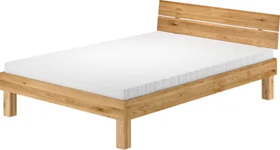 Produktbild von Doppelbett Massivholzbett Bettrahmen140x200 Eiche geölt Zubehör wählbar V-60.88-14Rollrost und Matratze inkl.
