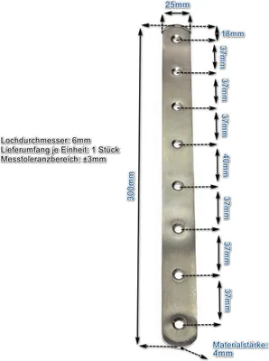 Produktbild von Edelstahl Verbinder 300x25mm Flachverbinder Lochplatte Platte Beschlag