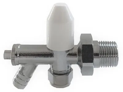 Imagen del producto de Válvula de radiador cromada de 10 mm con drenaje para sistema de calefacción