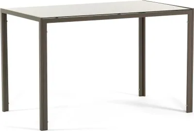 Produktbild von Rechteckiger Tisch 120×70 cm mit gehärteter Glasplatte und lackiertem Stahlgestell – kompaktes, modernes, helles und elegantes Design für Küche, Esszimmer und Wohnzimmer – ETTORE – Turteltaube