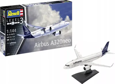 Productafbeelding van Revell Airbus A320neo, Vliegtuig, Modelbouwsset, 1:144, Airbus A320neo, Geschikt voor elk geslacht, 38 onderdelen
