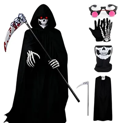 Sensenmann-Kostüm für Kinder, 5-teilig, Halloween, Cosplay