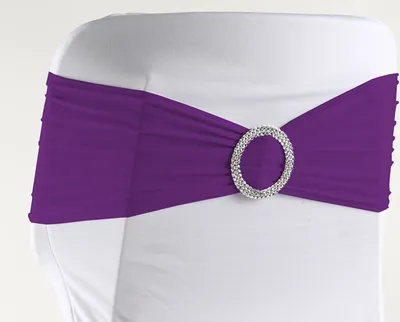 Produktbild von Stuhlschleifen Stretch, Aubergine - elastische Schleifenbänder mit Schnalle