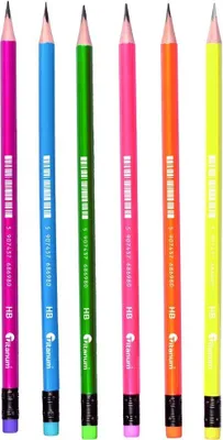 Produktbild von Dreieckiger Bleistift mit Radiergummi neon 6 Stück Titanum