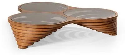 Produktbild von Exklusive Luxus Wohnzimmer Couchtisch Braun Farbe mit Glasplatte Modern