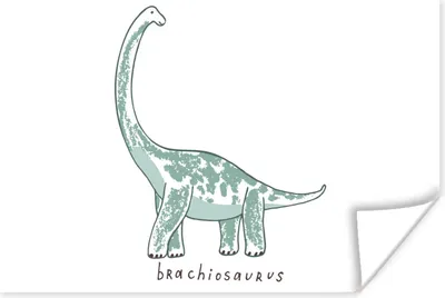 Produktbild von MuchoWow® Poster Kinderzimmer - Dinosaurier - Brachiosaurus - Jungen - Mädchen - Kind 90x60 cm - Schlafzimmer