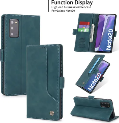 Image de Etui rétro en cuirPolyuréthanepour Samsung Galaxy Note 20 / Note 20 5G avec porte-cartes et support bleu